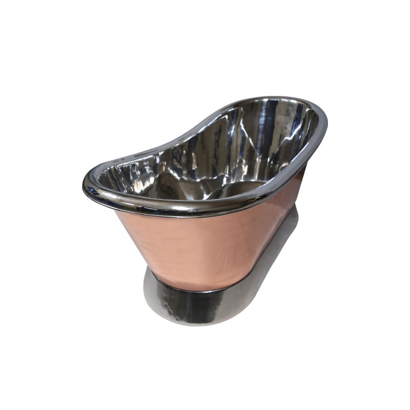 Coppersmith Creations Copper Tub-Style Basin – Nickel Inside & on Base, Copper Outside