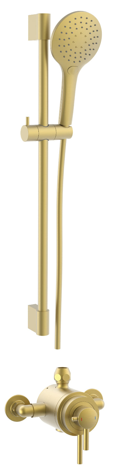 Tailored Bathrooms Conwy Concentric Dual Control Shower Kit – Brushed Brass