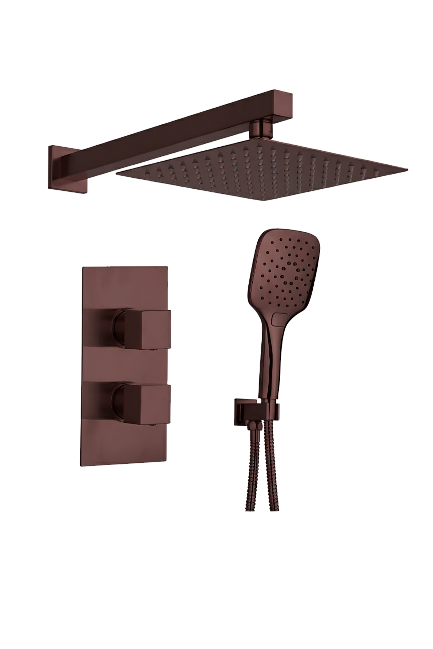 Tailored Bathrooms Square Concealed Thermostatic 2 Handle 2 Way Shower Kit