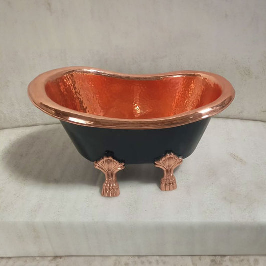 Coppersmith Creations Clawfoot Copper Tub-Style Sink – Hammered Polished Copper Inside & Black Outside