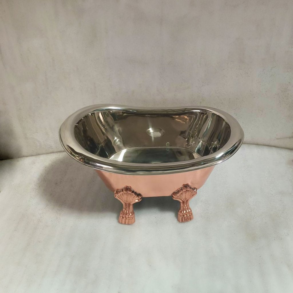 Coppersmith Creations Clawfoot Copper Tub-Style Sink – Nickel Inside & Polished Copper Outside