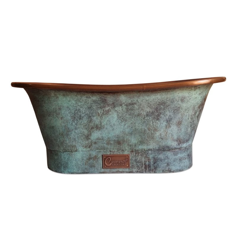 Coppersmith Creations Copper Bathtub - Copper Interior & Blue Green Patina Exterior Finish
