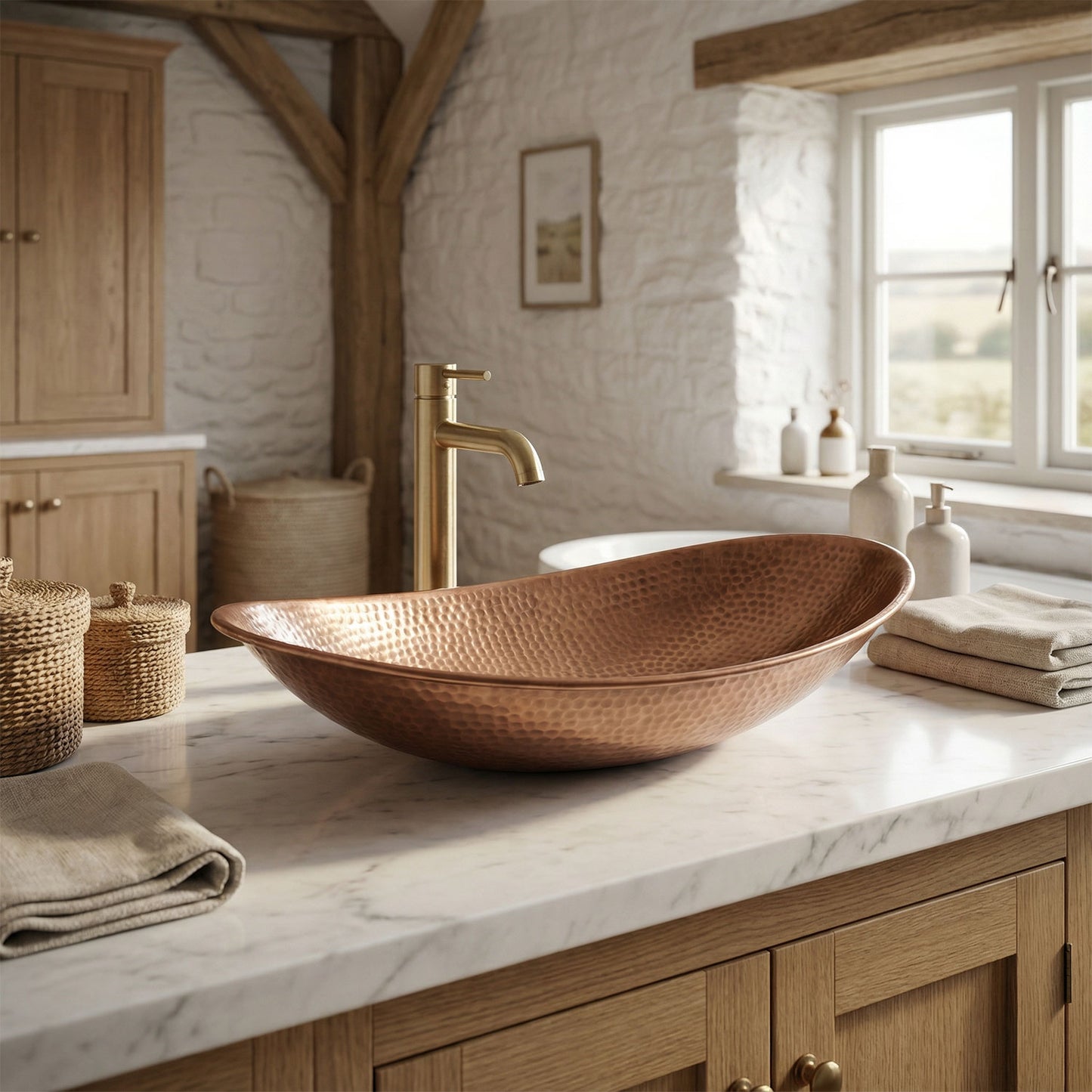 Coppersmith Creations Handcrafted Copper Boat Sink – 18" Countertop Vessel Basin