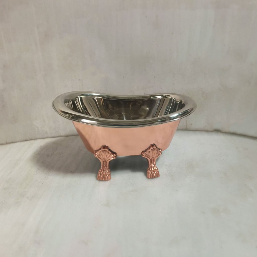 Coppersmith Creations Clawfoot Copper Tub-Style Sink – Nickel Inside & Polished Copper Outside