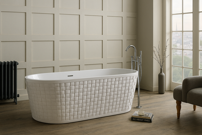 Roll Top Bath Company Ingrid Freestanding Bath – Woven Basket-Weave Acrylic Bathtub
