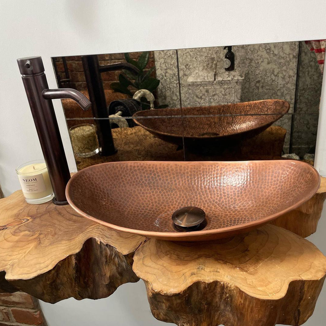 Coppersmith Creations Handcrafted Copper Boat Sink – 18" Countertop Vessel Basin