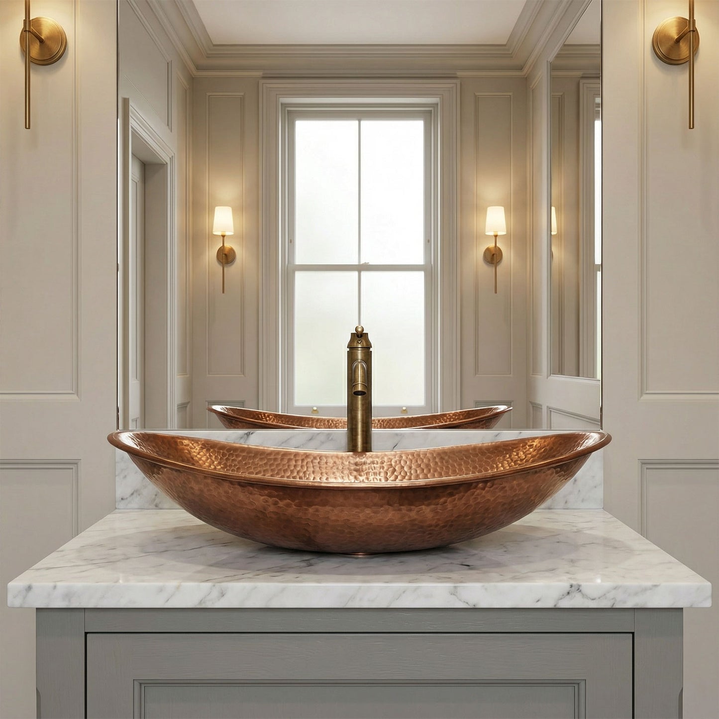 Coppersmith Creations Handcrafted Copper Boat Sink – 18" Countertop Vessel Basin