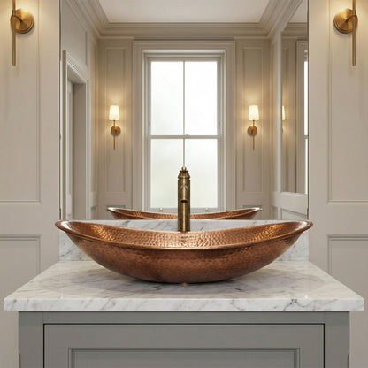 Coppersmith Creations Handcrafted Copper Boat Sink – 18" Countertop Vessel Basin