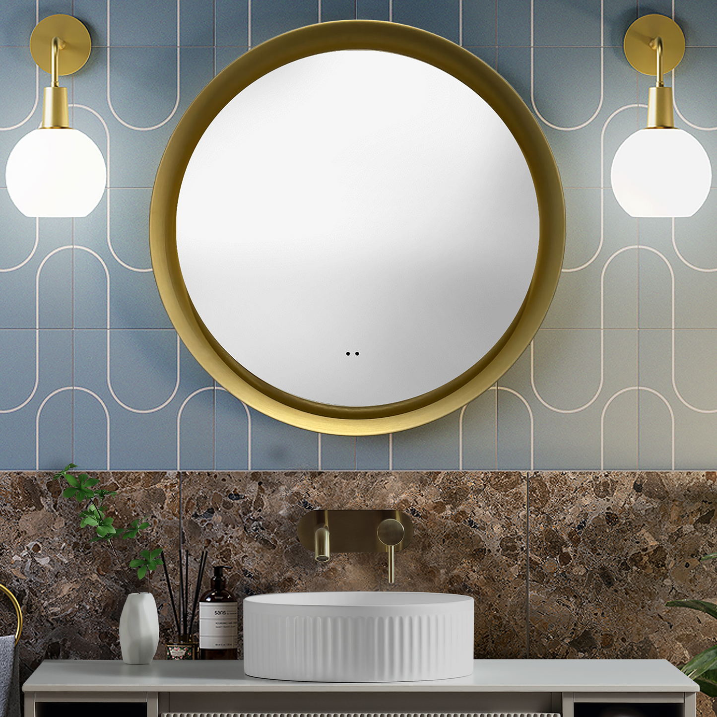 Tailored Bathrooms Orla 800mm LED Mirror with Demister & Colour Change – Brushed Brass / Bronze