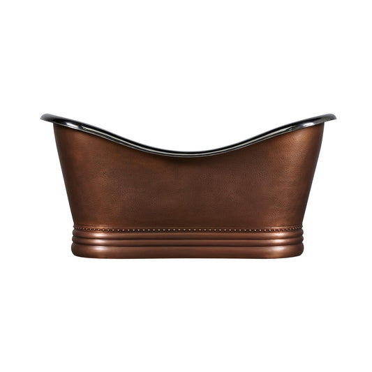 Coppersmith Creations Double Slipper Nickel Interior Copper Bathtub