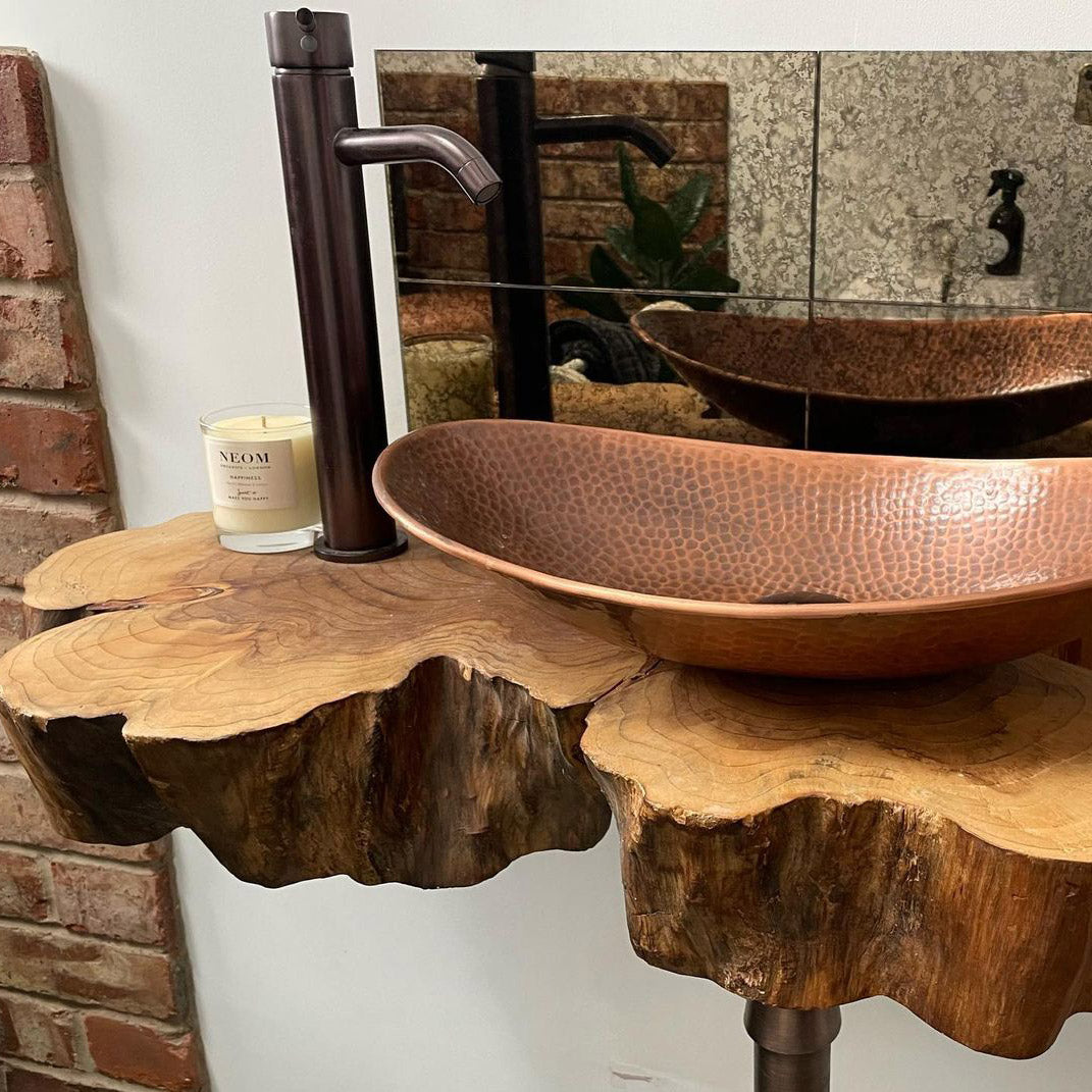 Coppersmith Creations Handcrafted Copper Boat Sink – 18" Countertop Vessel Basin