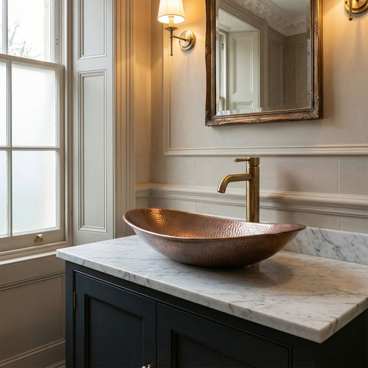 Coppersmith Creations Handcrafted Copper Boat Sink – 18" Countertop Vessel Basin