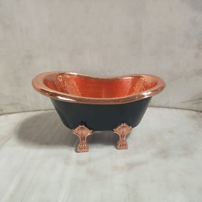 Coppersmith Creations Clawfoot Copper Tub-Style Sink – Hammered Polished Copper Inside & Black Outside