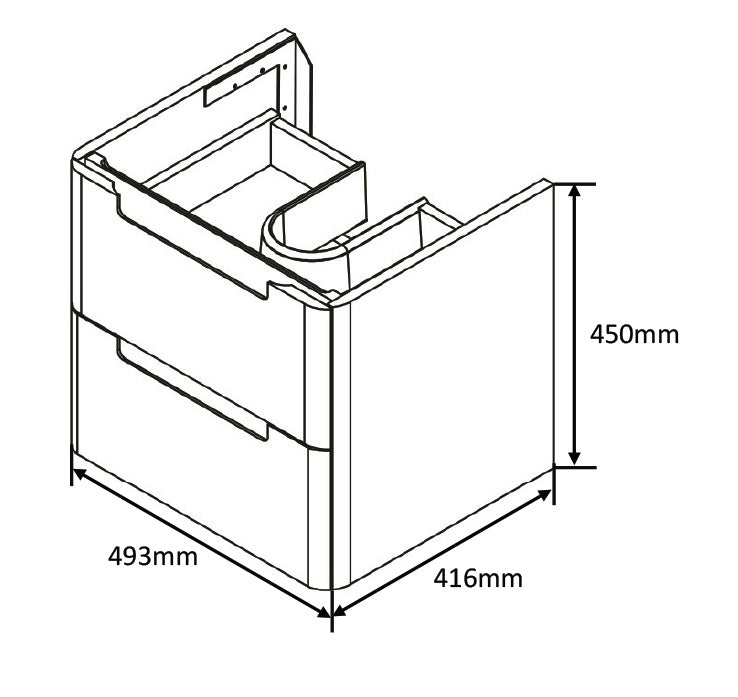 Tailored Bathrooms Monza 500mm Wall Hung Vanity Unit & Basin – Compact Bathroom Furniture