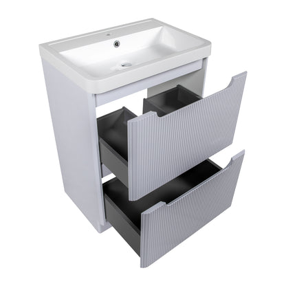 Tailored Bathrooms Monza 600mm Fluted Vanity Unit & Basin | Floor Standing
