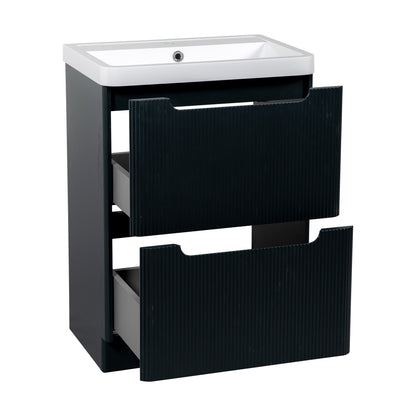 Tailored Bathrooms Monza 600mm Fluted Vanity Unit & Basin | Floor Standing
