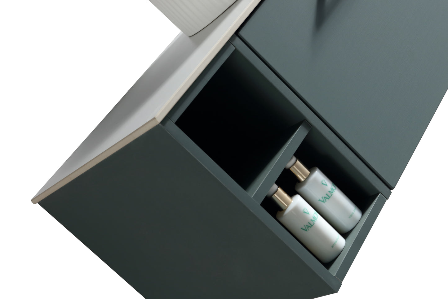 Tailored Bathrooms Piatta 800mm Wall Hung Vanity with Side Storage – Right Hand Sintered Stone Counter Top