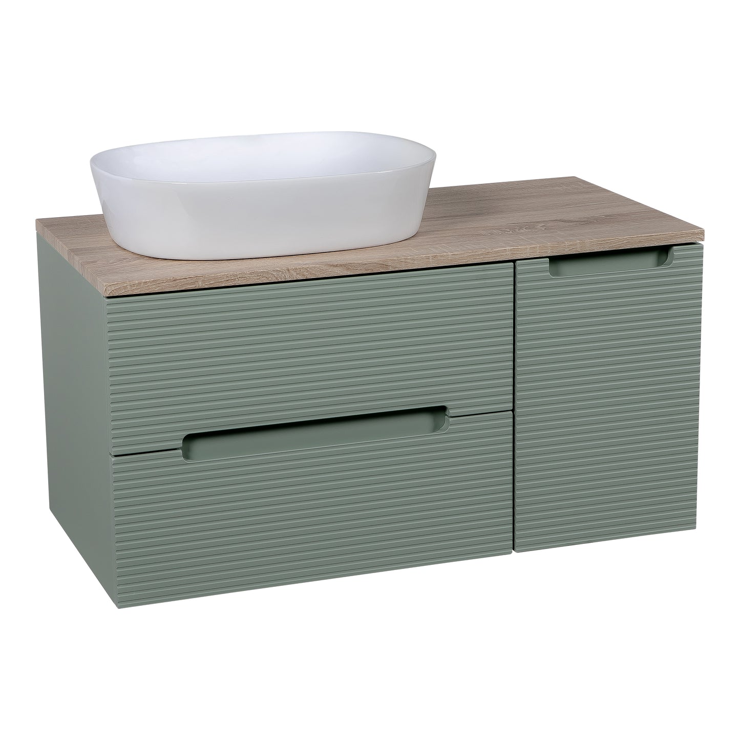 Tailored Bathrooms Monza Plus 900mm Fluted Wall Hung Vanity Unit & Countertop