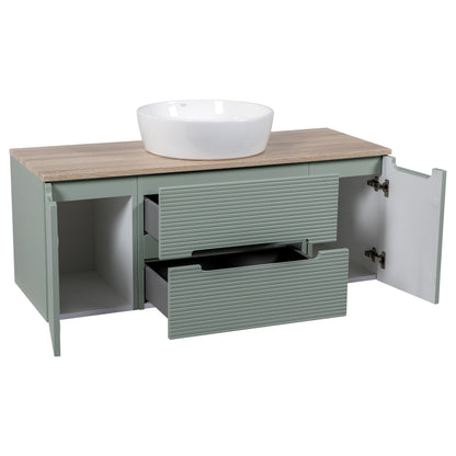 Tailored Bathrooms Monza Plus 1200mm Fluted Wall Hung Vanity with 2 Side Cabinets & Countertop