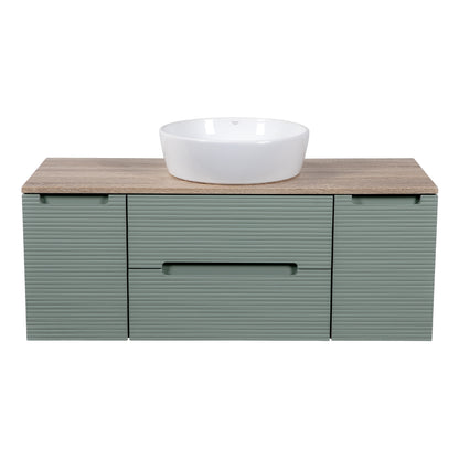 Tailored Bathrooms Monza Plus 1200mm Fluted Wall Hung Vanity with 2 Side Cabinets & Countertop