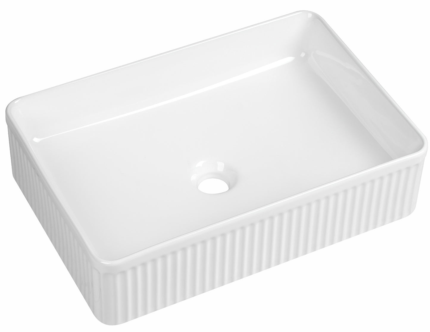Tailored Bathrooms Flauto Fluted Rectangle Countertop Basin – Gloss White 500x340x130mm