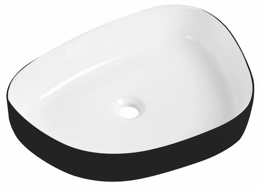 Tailored Bathrooms Black Pebble Countertop Basin – Black/White (555x410x140mm)