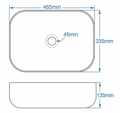 Tailored Bathrooms Black Curved Countertop Basin – Black/White (465x335x135mm)