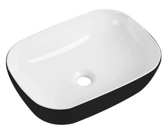 Tailored Bathrooms Black Curved Countertop Basin – Black/White (465x335x135mm)