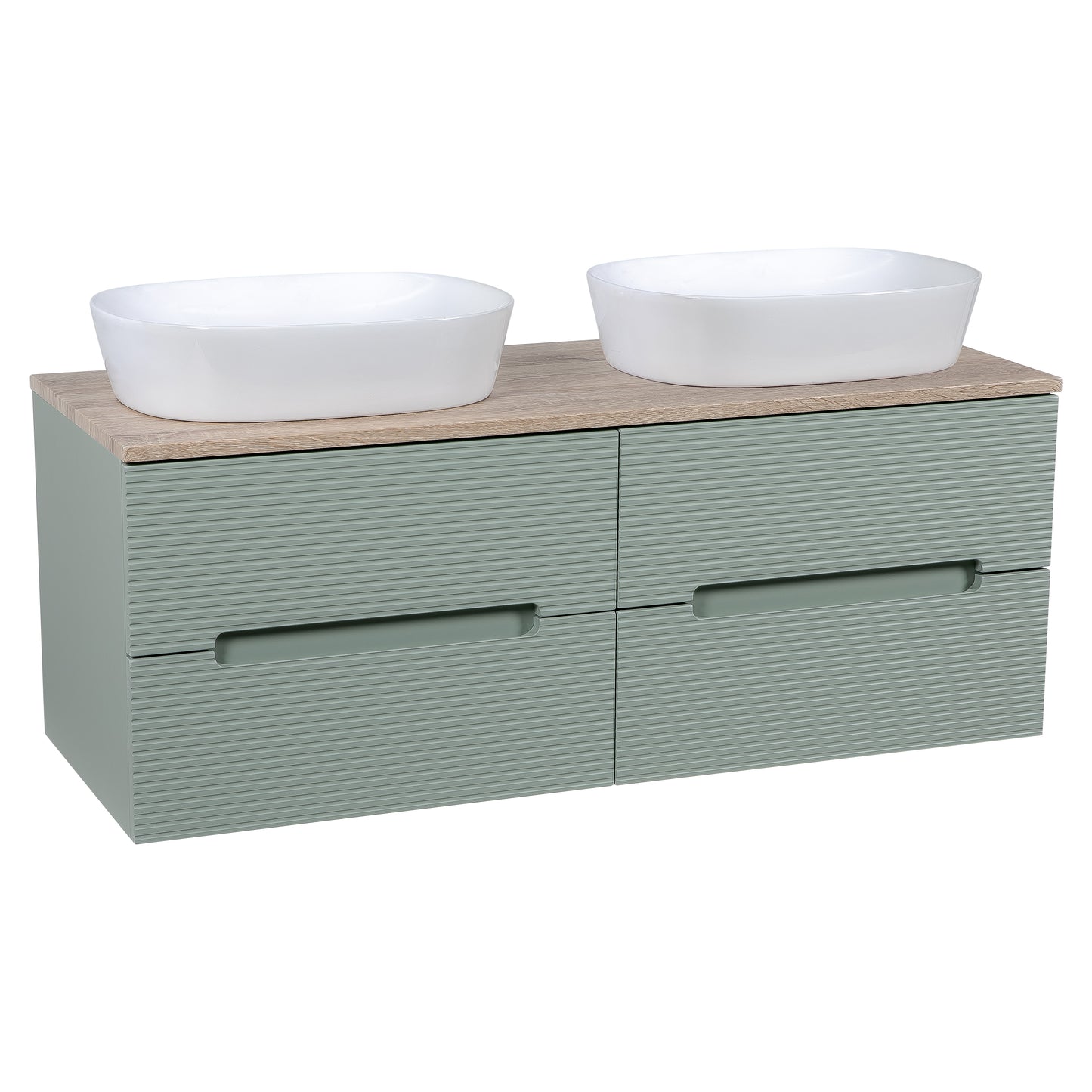 Tailored Bathrooms Monza Plus 1200mm Fluted Wall Hung Double Vanity Unit & Countertop