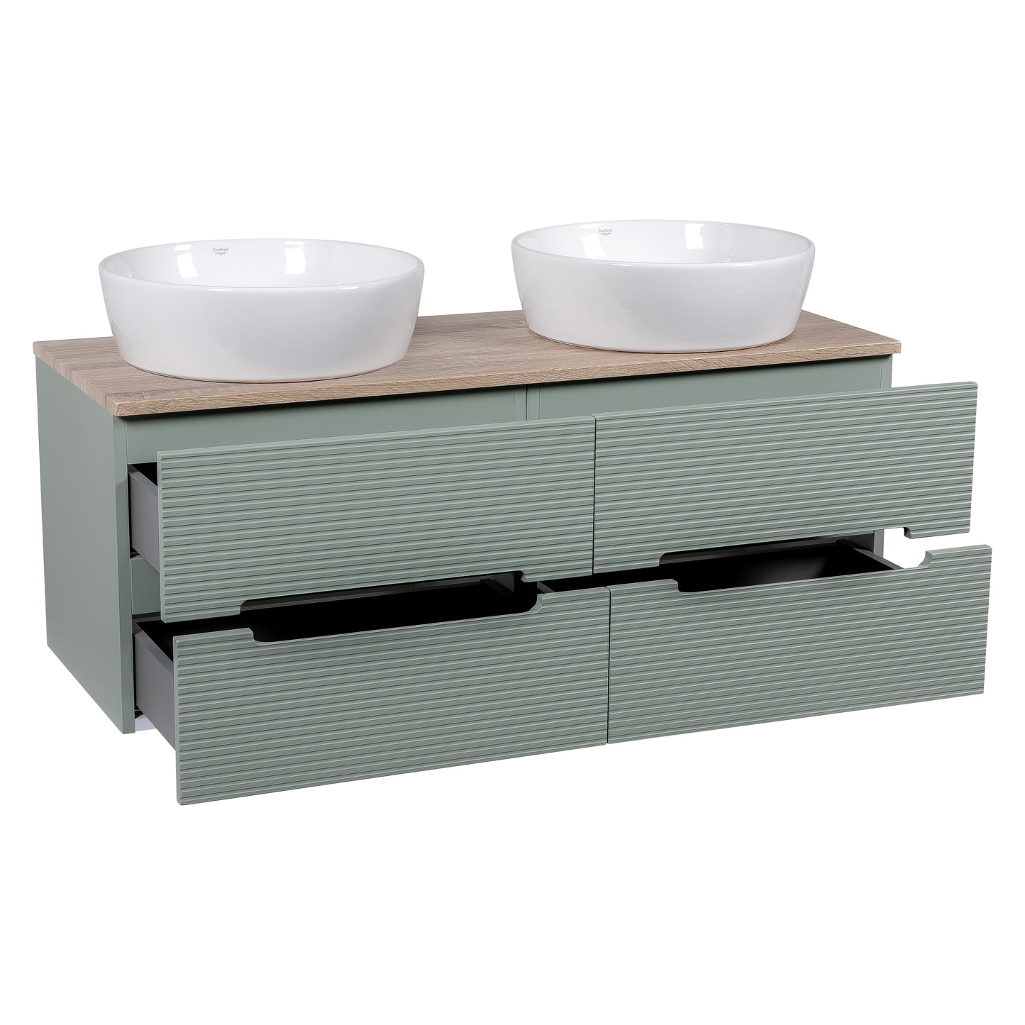 Tailored Bathrooms Monza Plus 1200mm Fluted Wall Hung Double Vanity Unit & Countertop