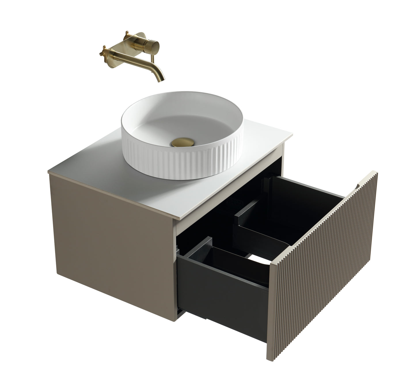 Tailored Bathrooms Flauto 600mm Wall Hung Vanity with Sintered Stone Counter Top – Stylish, Space-Saving, and Built to Last