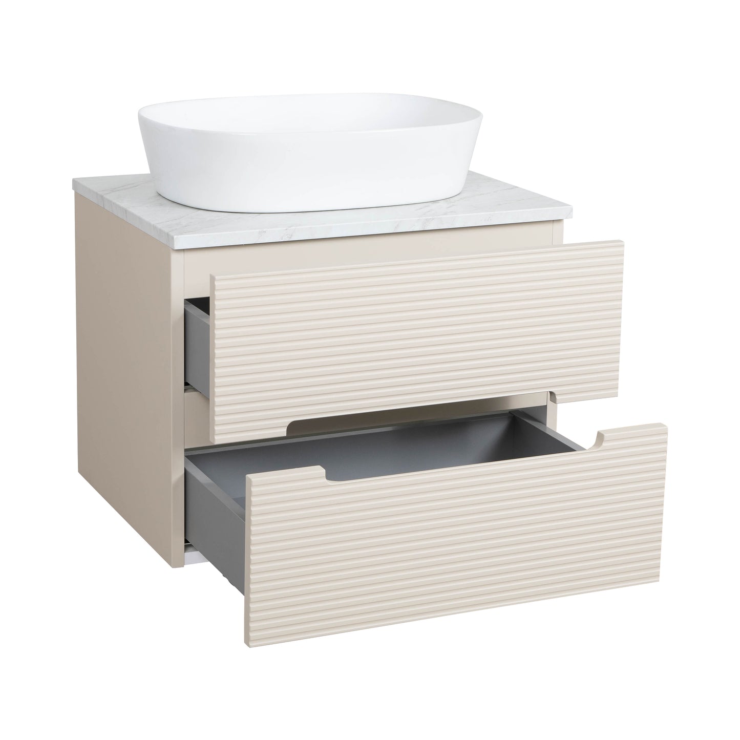 Tailored Bathrooms Monza Plus 600mm Fluted Wall Hung Vanity & Counter Top | A Modern Statement Piece for Your Bathroom