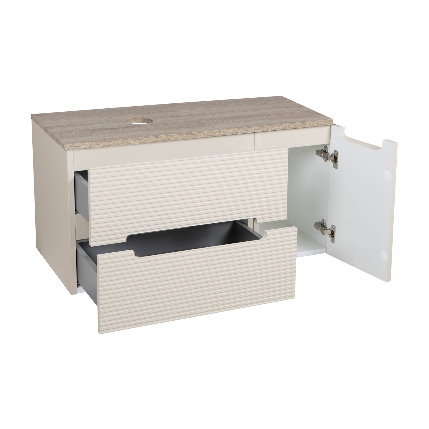 Tailored Bathrooms Monza Plus 900mm Fluted Wall Hung Vanity Unit & Countertop