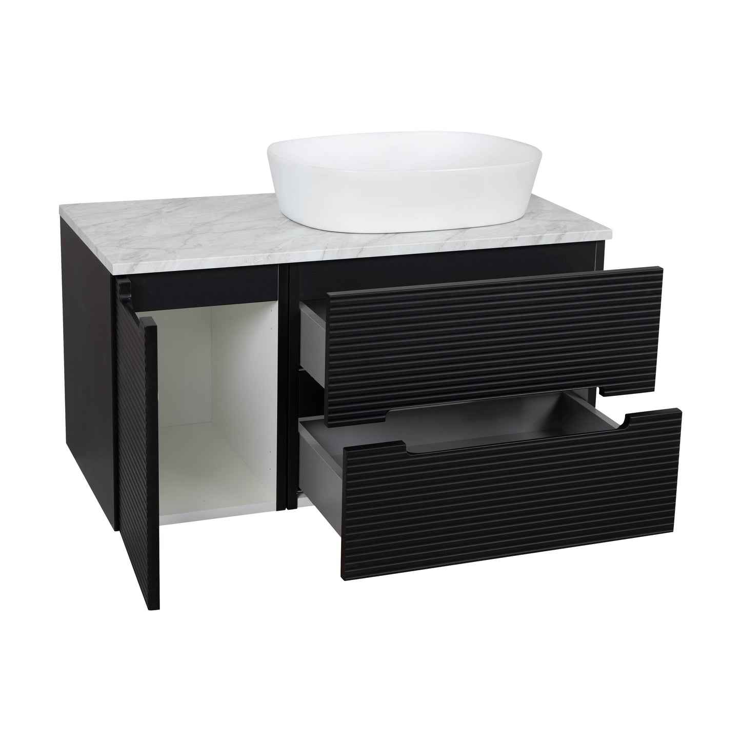 Tailored Bathrooms Monza Plus 900mm Fluted Wall Hung Vanity Unit & Countertop