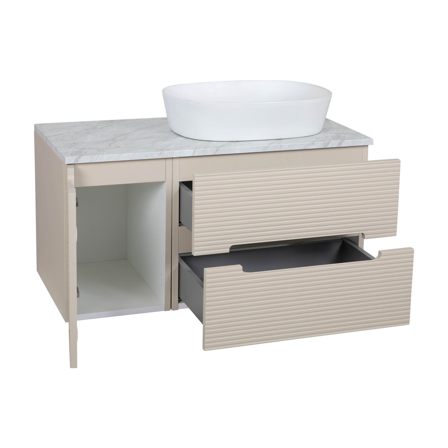 Tailored Bathrooms Monza Plus 900mm Fluted Wall Hung Vanity Unit & Countertop