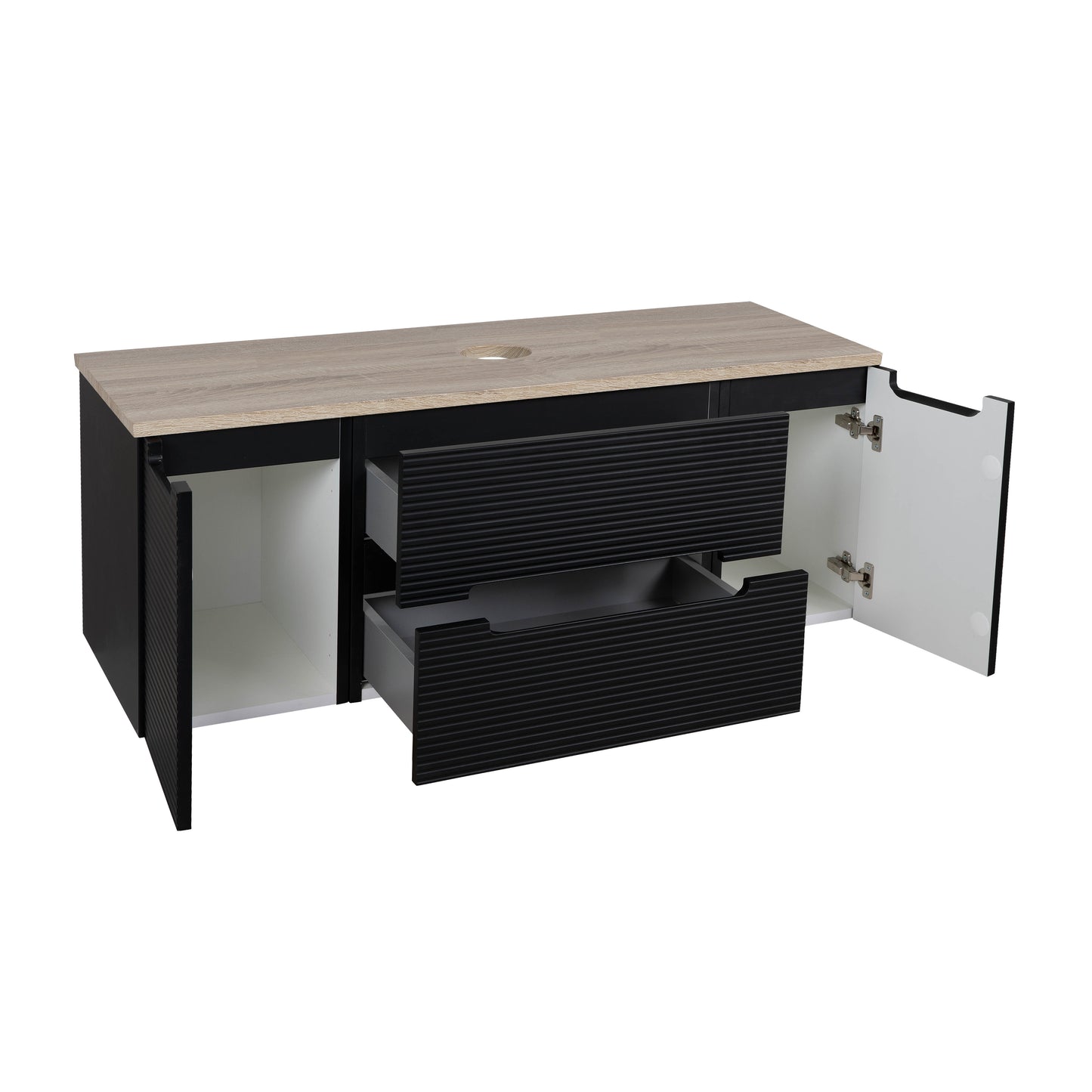 Tailored Bathrooms Monza Plus 1200mm Fluted Wall Hung Vanity with 2 Side Cabinets & Countertop