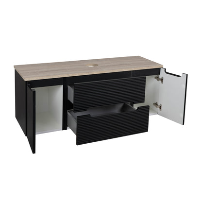 Tailored Bathrooms Monza Plus 1200mm Fluted Wall Hung Vanity with 2 Side Cabinets & Countertop