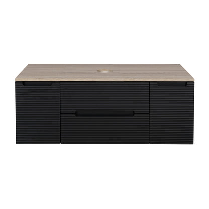 Tailored Bathrooms Monza Plus 1200mm Fluted Wall Hung Vanity with 2 Side Cabinets & Countertop