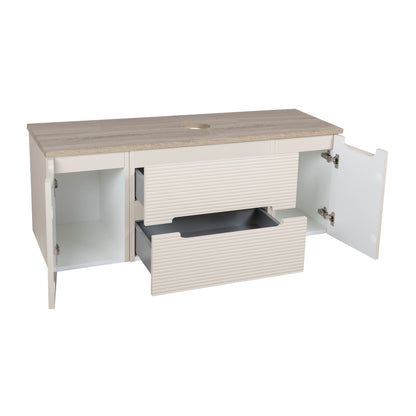 Tailored Bathrooms Monza Plus 1200mm Fluted Wall Hung Vanity with 2 Side Cabinets & Countertop