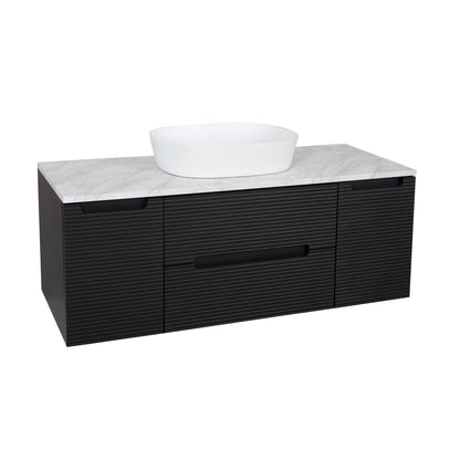 Tailored Bathrooms Monza Plus 1200mm Fluted Wall Hung Vanity with 2 Side Cabinets & Countertop