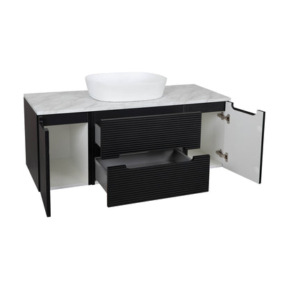 Tailored Bathrooms Monza Plus 1200mm Fluted Wall Hung Vanity with 2 Side Cabinets & Countertop