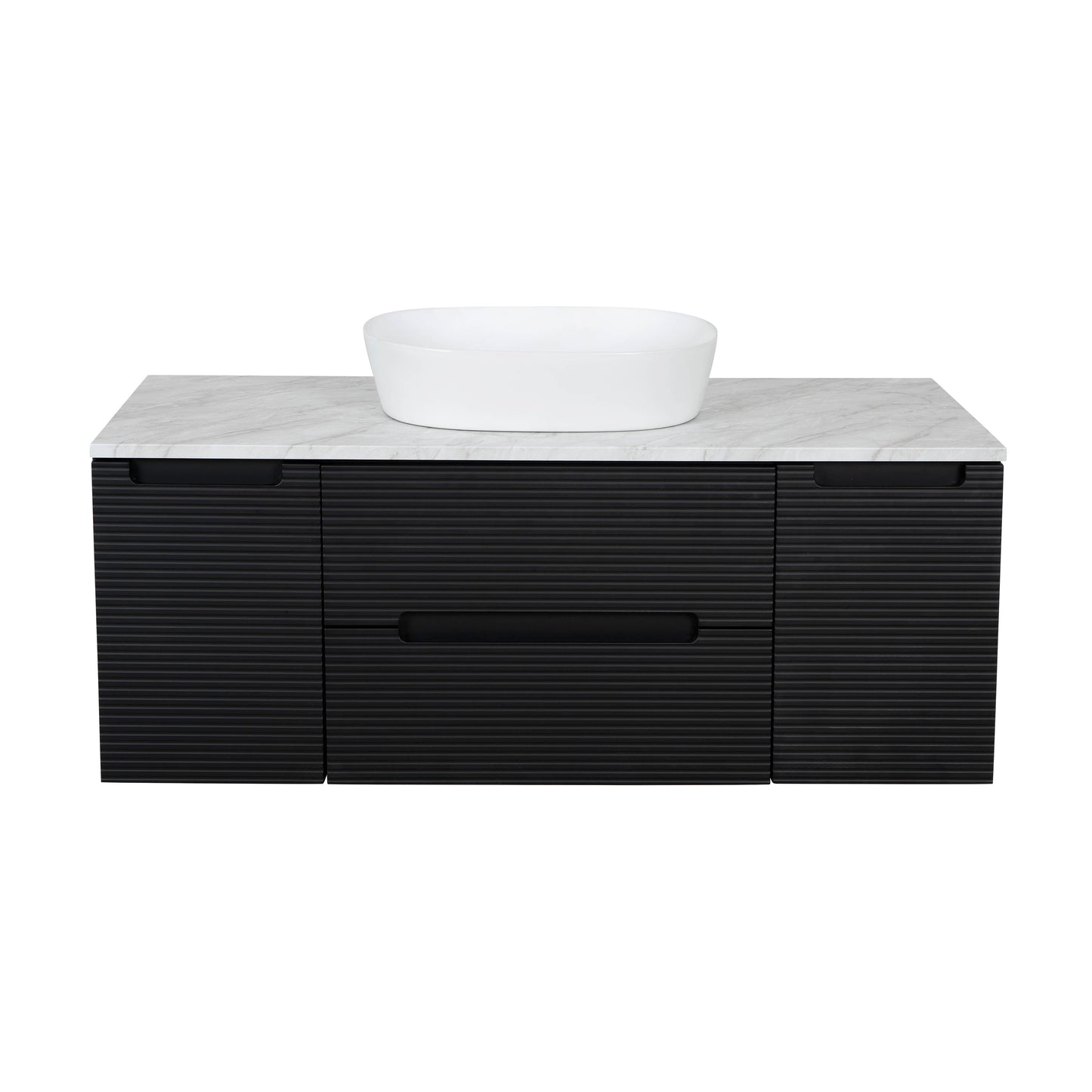 Tailored Bathrooms Monza Plus 1200mm Fluted Wall Hung Vanity with 2 Side Cabinets & Countertop