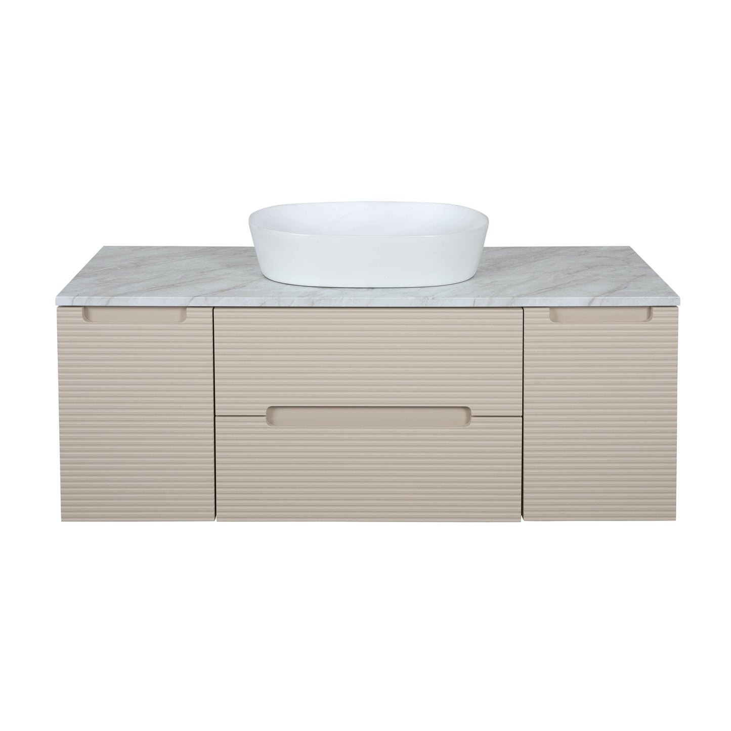 Tailored Bathrooms Monza Plus 1200mm Fluted Wall Hung Vanity with 2 Side Cabinets & Countertop