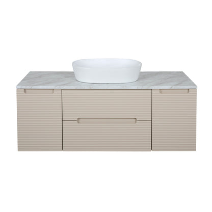 Tailored Bathrooms Monza Plus 1200mm Fluted Wall Hung Vanity with 2 Side Cabinets & Countertop