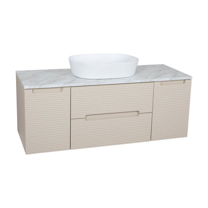 Tailored Bathrooms Monza Plus 1200mm Fluted Wall Hung Vanity with 2 Side Cabinets & Countertop