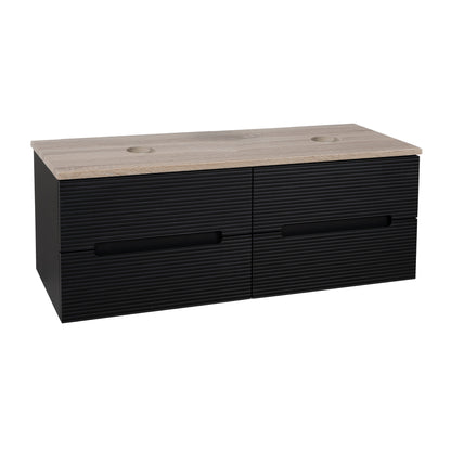 Tailored Bathrooms Monza Plus 1200mm Fluted Wall Hung Double Vanity Unit & Countertop