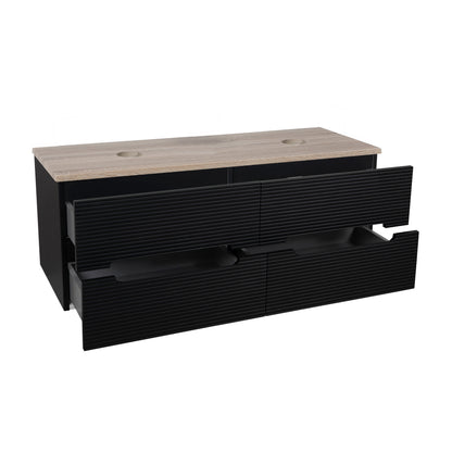 Tailored Bathrooms Monza Plus 1200mm Fluted Wall Hung Double Vanity Unit & Countertop