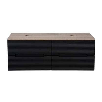 Tailored Bathrooms Monza Plus 1200mm Fluted Wall Hung Double Vanity Unit & Countertop
