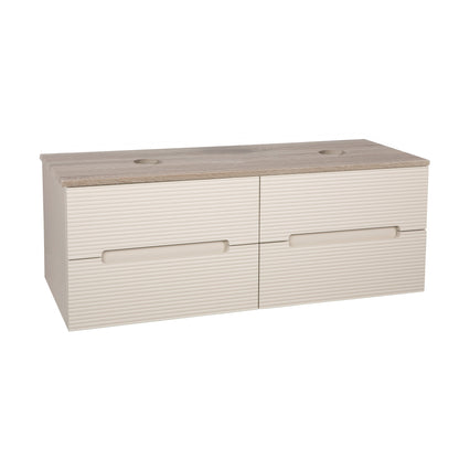 Tailored Bathrooms Monza Plus 1200mm Fluted Wall Hung Double Vanity Unit & Countertop