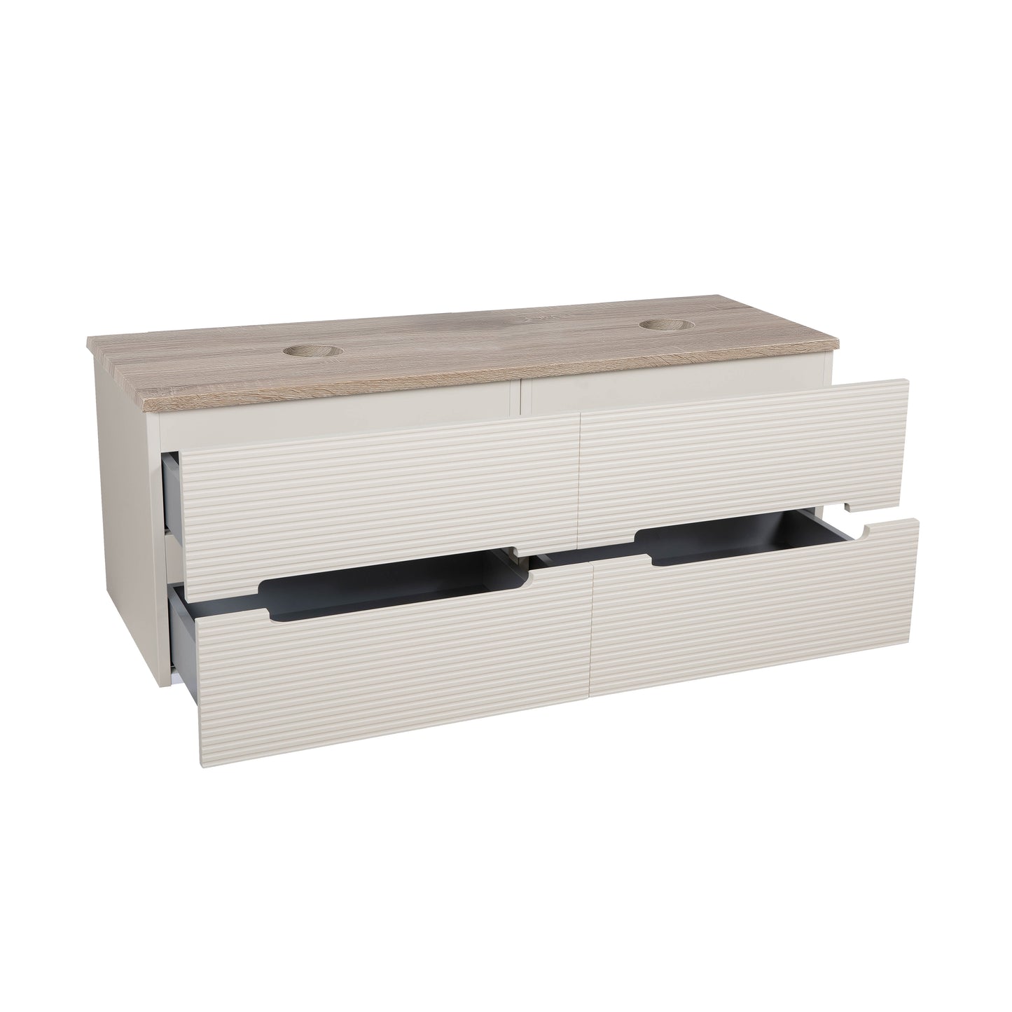 Tailored Bathrooms Monza Plus 1200mm Fluted Wall Hung Double Vanity Unit & Countertop